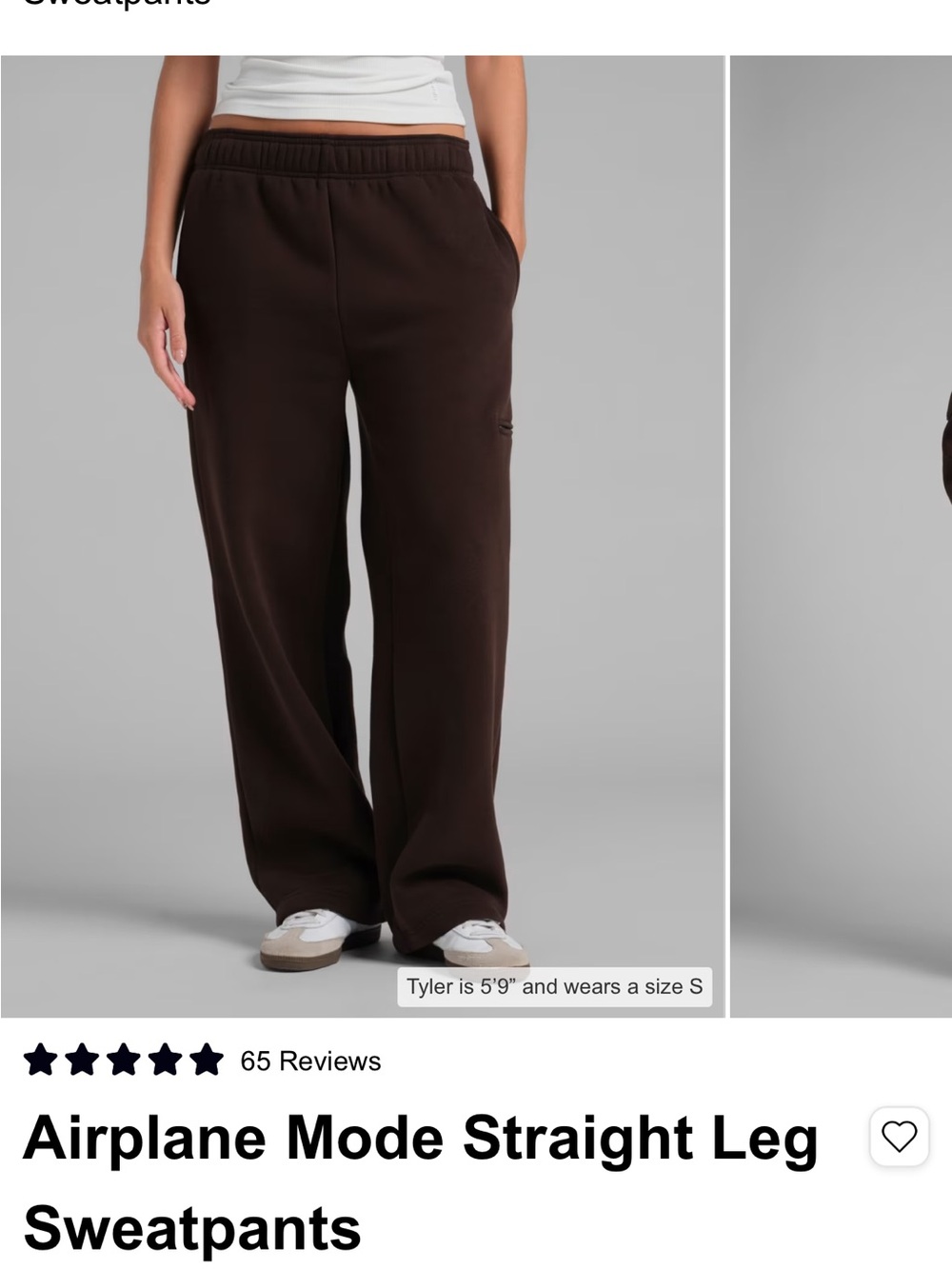 Airplane mode straight leg sweatpant in espresso size small
